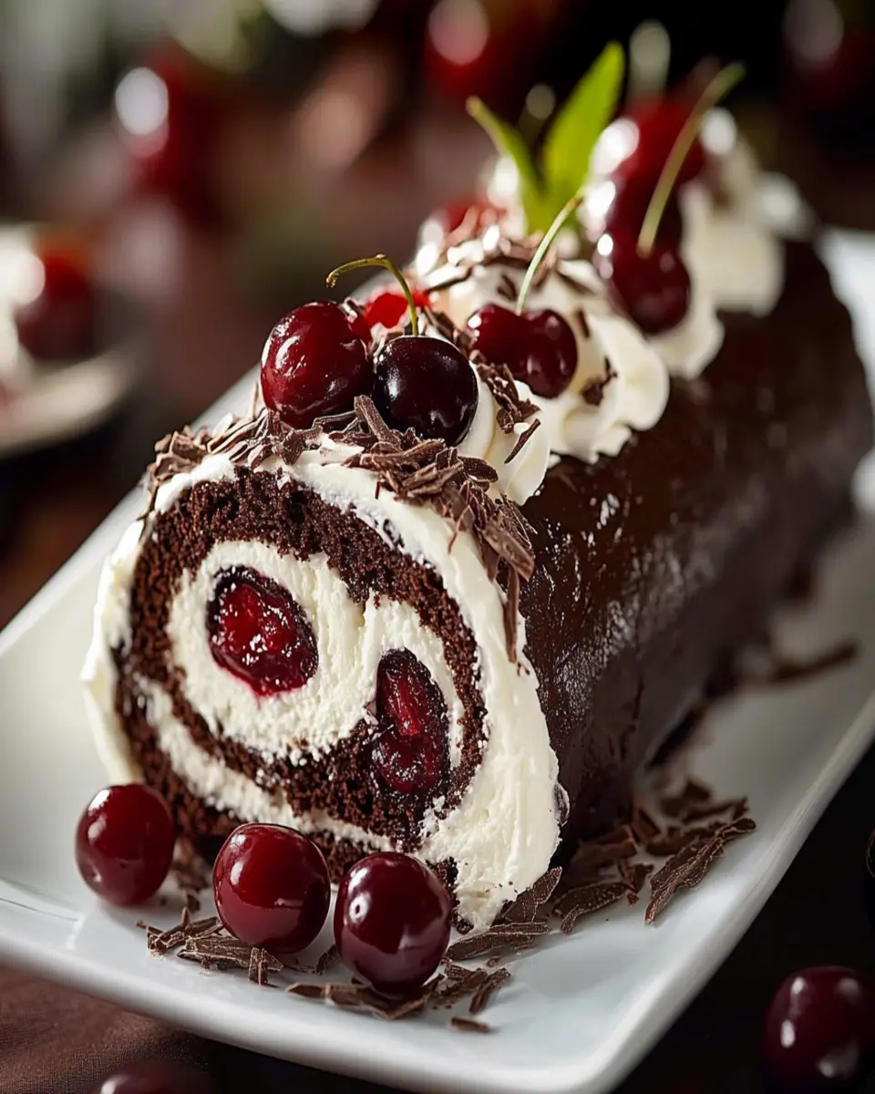 Elegant Black Forest Cake Roll First Image First Image