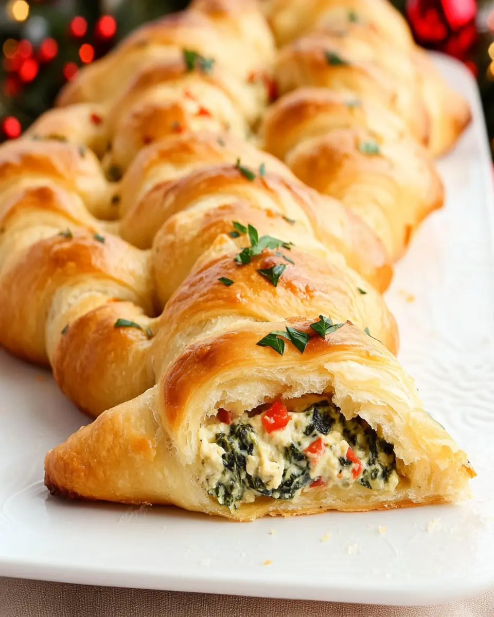 Spinach Dip Stuffed Crescent Roll Christmas Tree First Image First Image