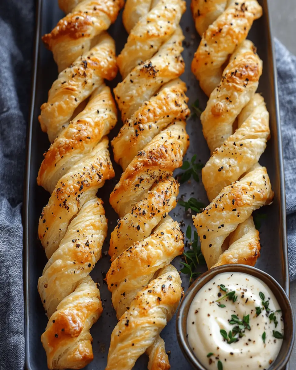 Puff Pastry Cheese Straws with White Cheddar & Black Pepper First Image First Image