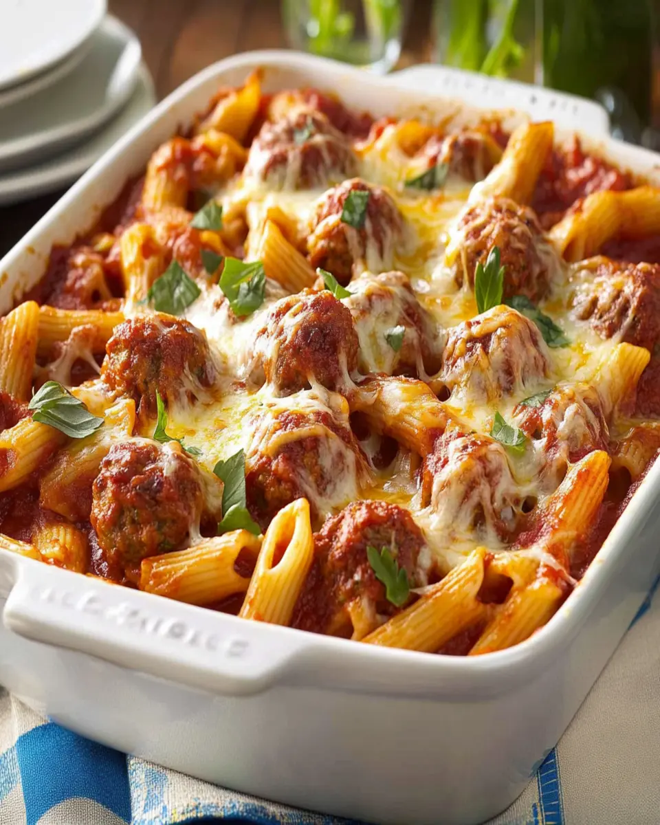 Three-Cheese Meatball Mostaccioli First Image First Image