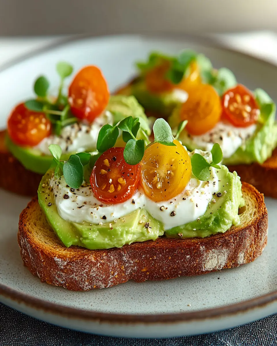 Greek Yogurt Whipped Avocado Toast : Creamy, Zesty & Protein-Packed First Image First Image
