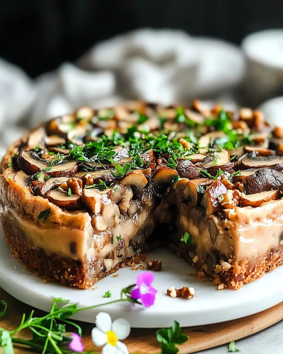 Irresistible Vegan Mushroom and Walnut Savory Cake Recipe First Image First Image