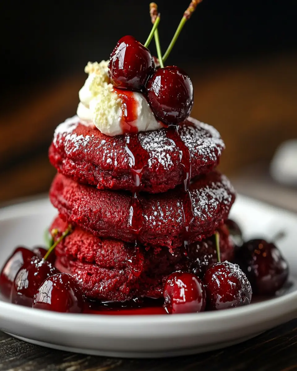 20-Minute Cherry Red Velvet Pancakes: Irresistible Brunch Magic First Image First Image