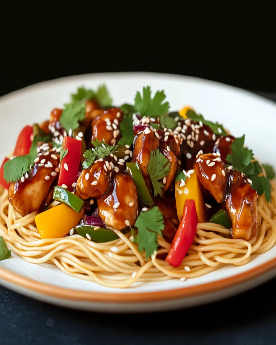Sticky Garlic Chicken Noodles Recipe First Image First Image