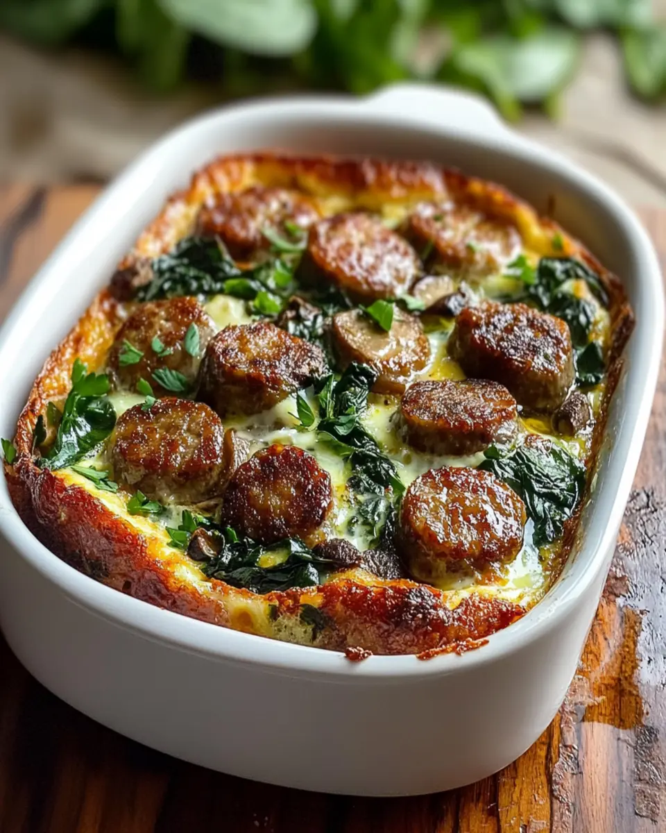 Hearty Sausage Spinach Mushroom Egg Bake First Image First Image