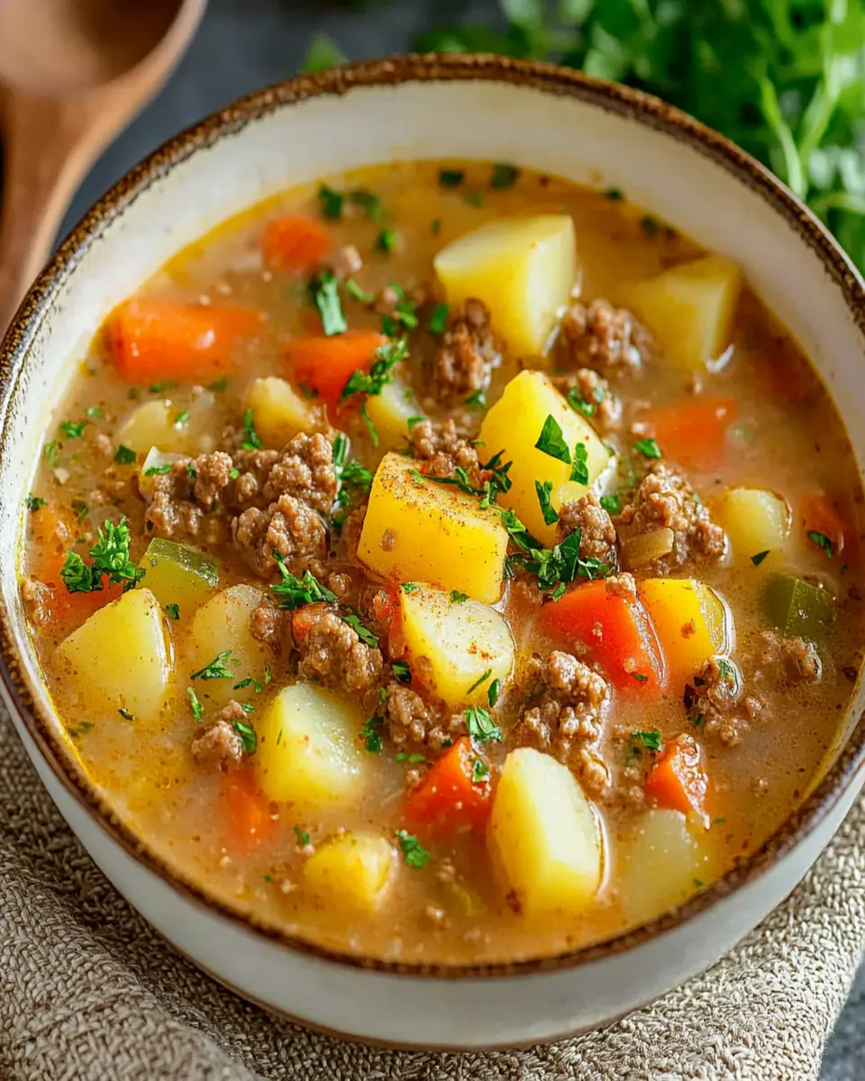Chunky Ground Beef and Potato Soup First Image First Image