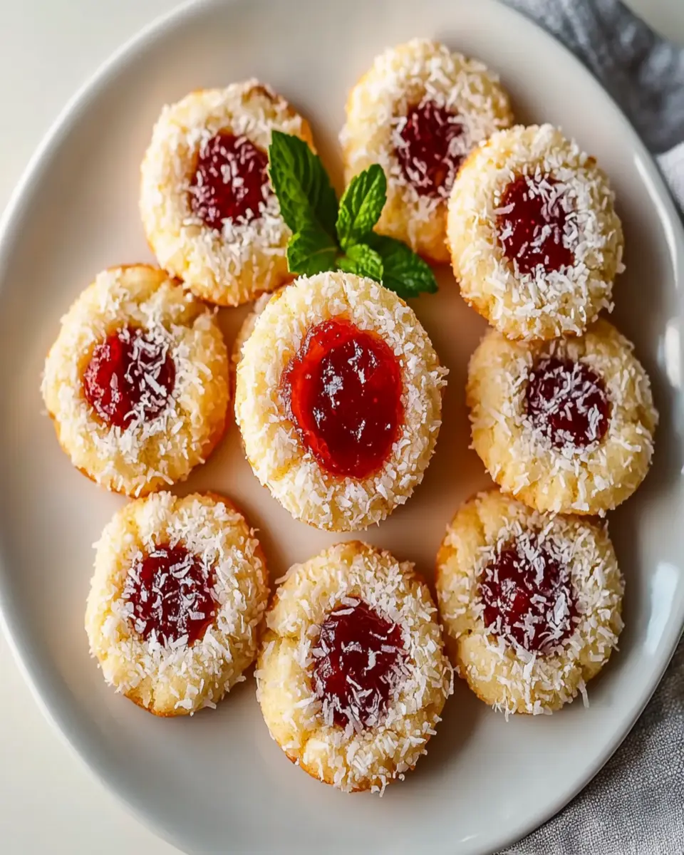 Vanilla Coconut Jam Thumbprint Cookies First Image First Image