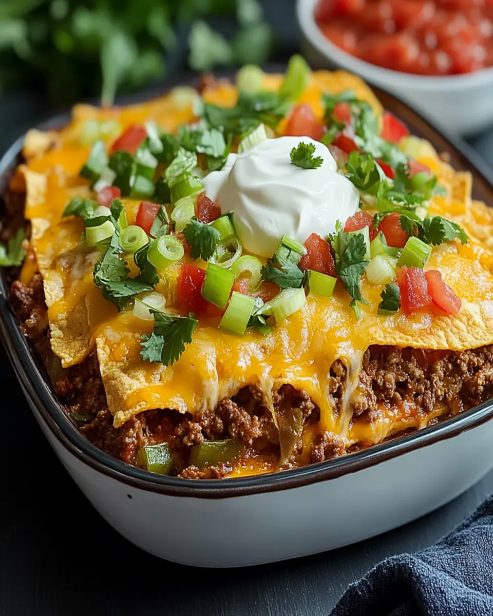 Easy Layered Beef Taco Bake – Quick Dinner Idea First Image First Image