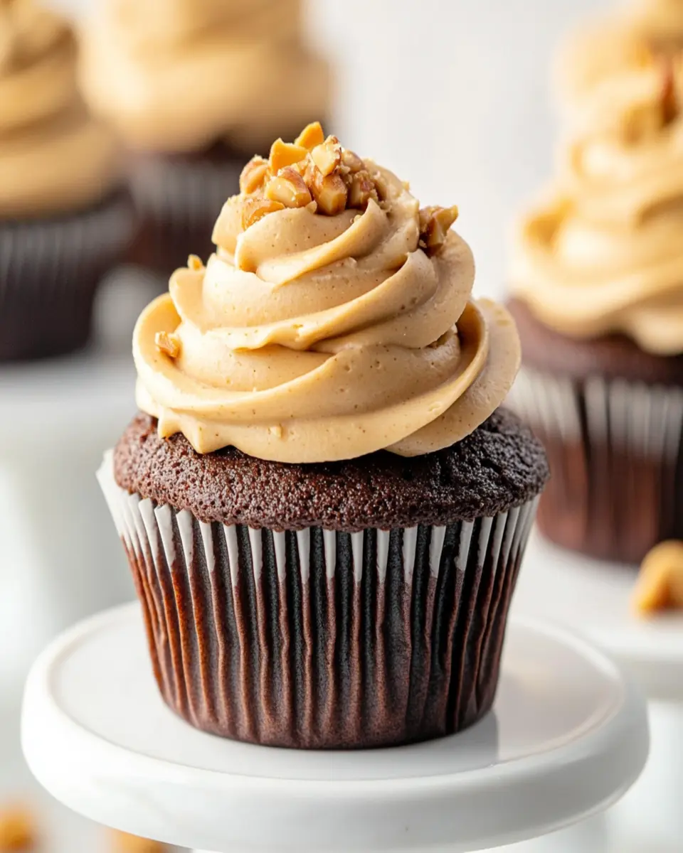 Chocolate Cupcakes with Peanut Butter Frosting First Image First Image