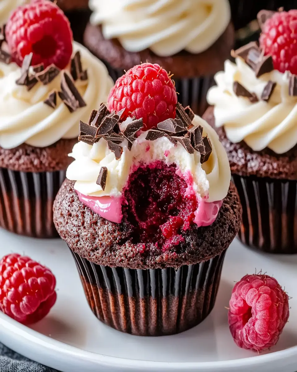 RASPBERRY CHEESECAKE CHOCOLATE CUPCAKES you’ll love! First Image First Image